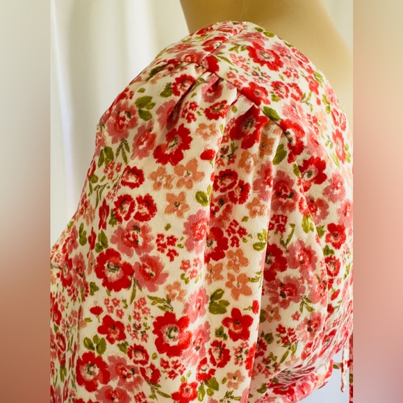 Anthropologie Lush Floral Square Neck Long Sleeve Blouse Cutout Shirred … - Picture 10 of 13